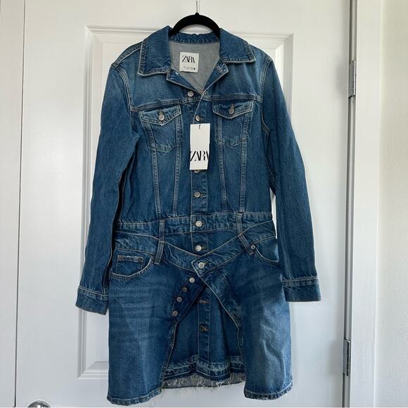 ZARA Layered Asymmetrical Denim Jean Dress - Picture 10 of 14